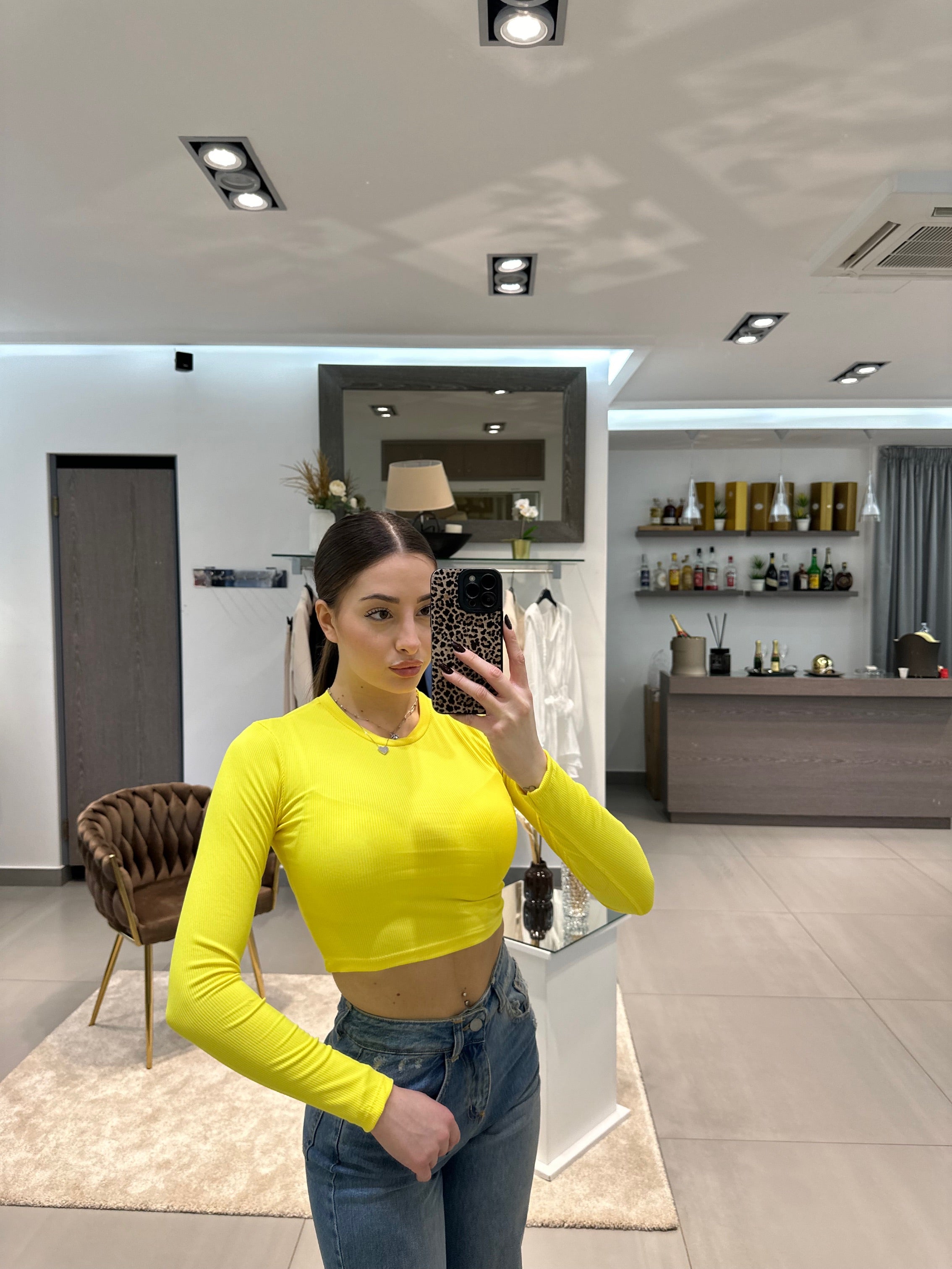 MAGLIA CROP GIALLA