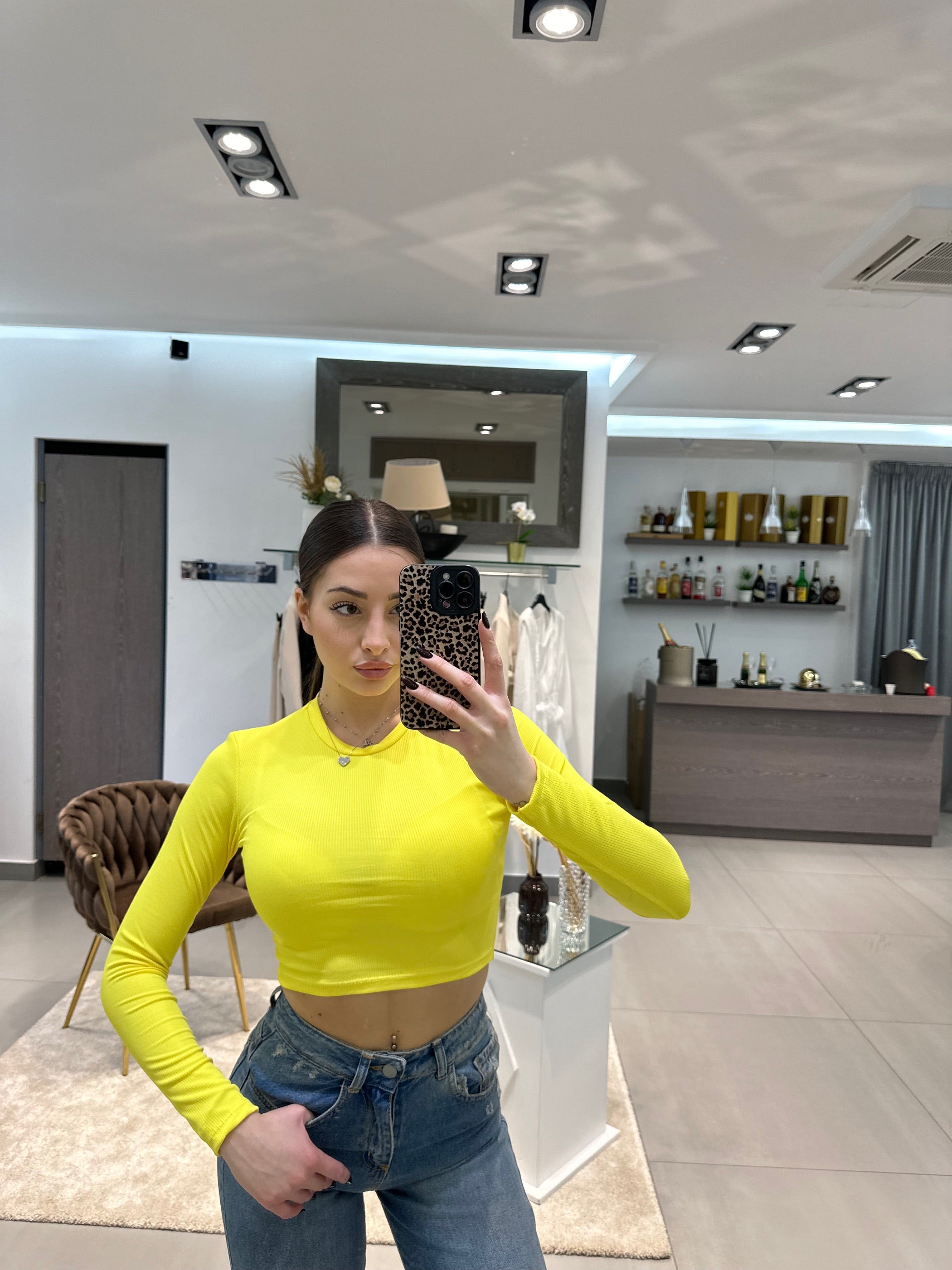 MAGLIA CROP GIALLA