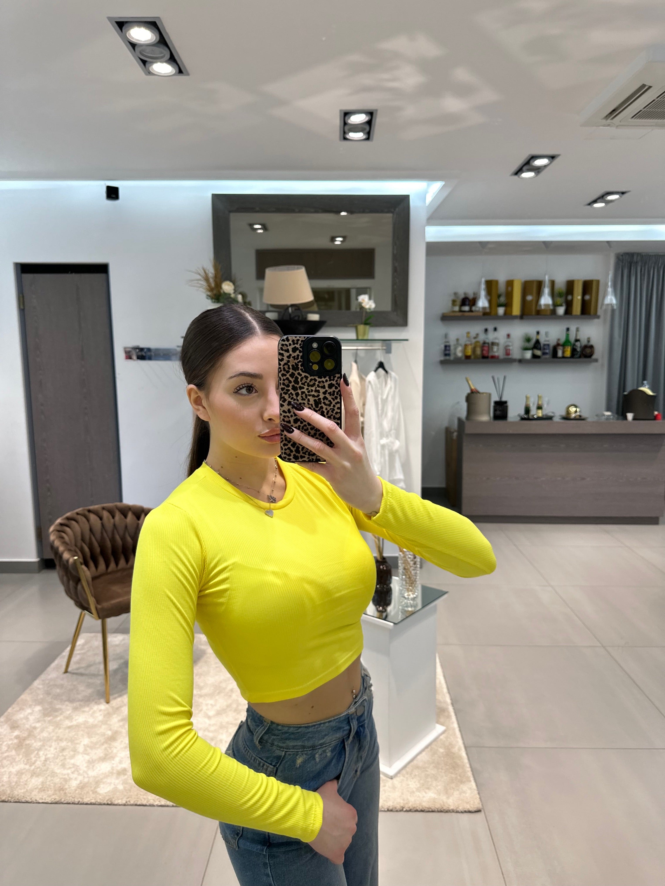 MAGLIA CROP GIALLA