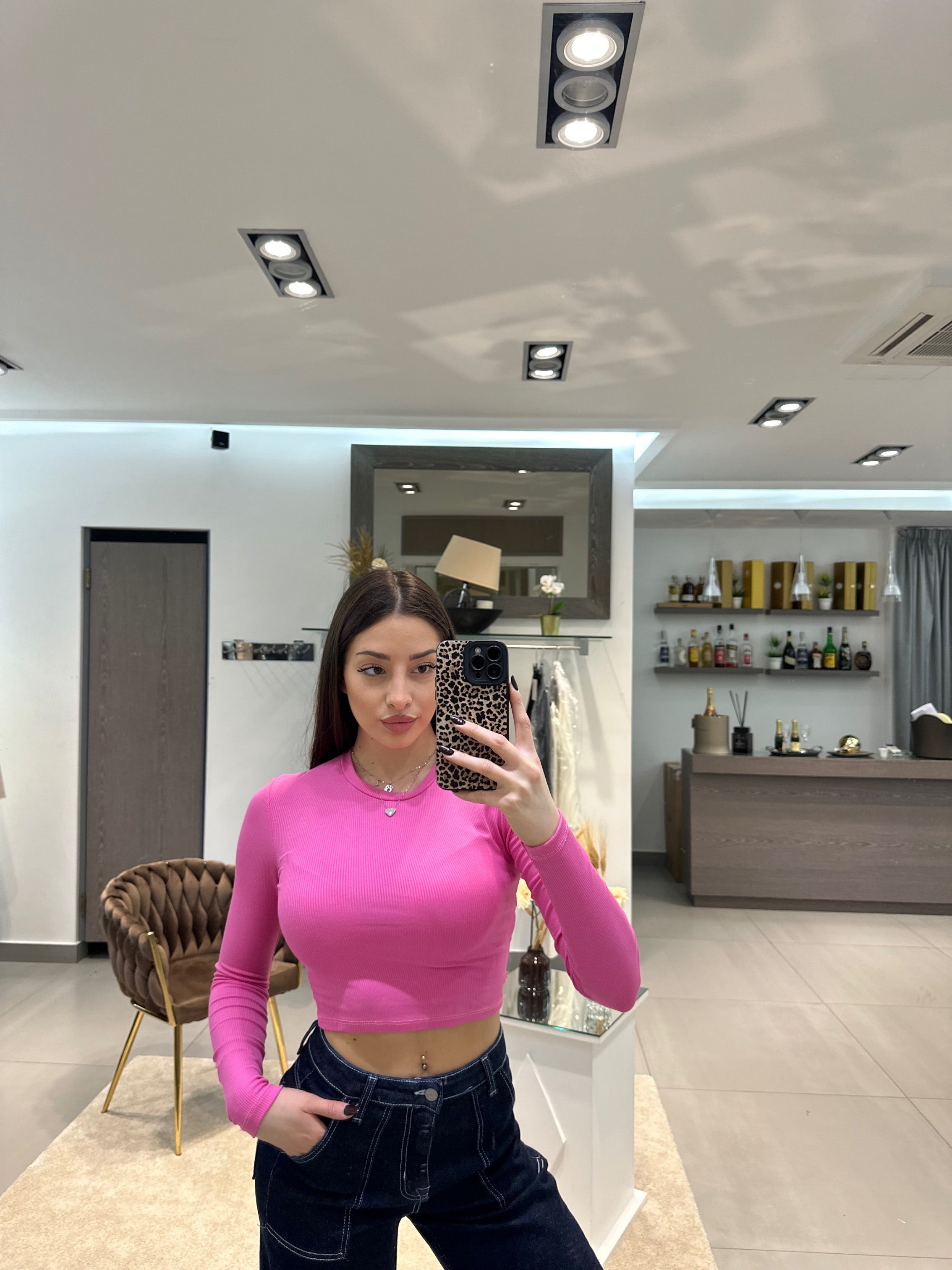 MAGLIA CROP FUCSIA